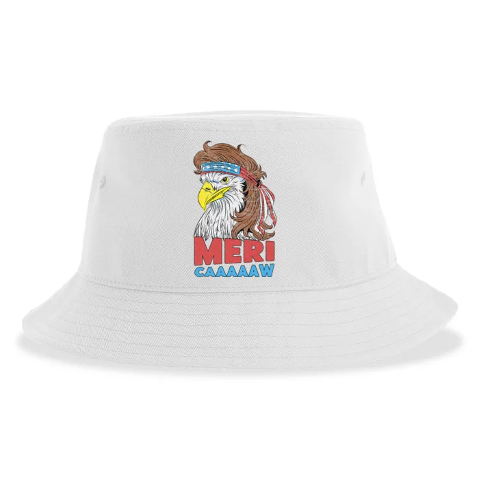 mericaaaaaw Eagle Mullet 4th Of July USA American Flag Sustainable Bucket Hat