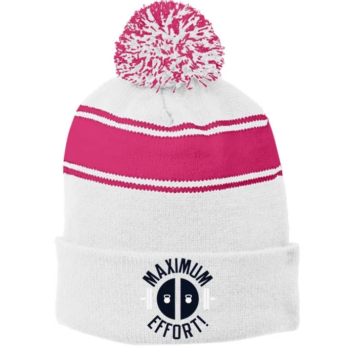 Maximum Effort Stripe Pom Pom Beanie