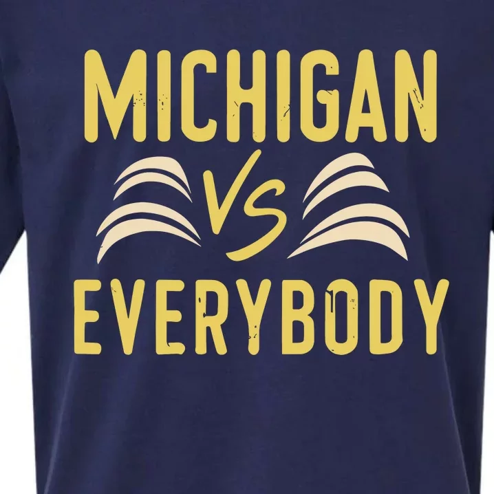 Michigan Everybody Michigan Vs Versus Against Everyone Sueded Cloud Jersey T-Shirt