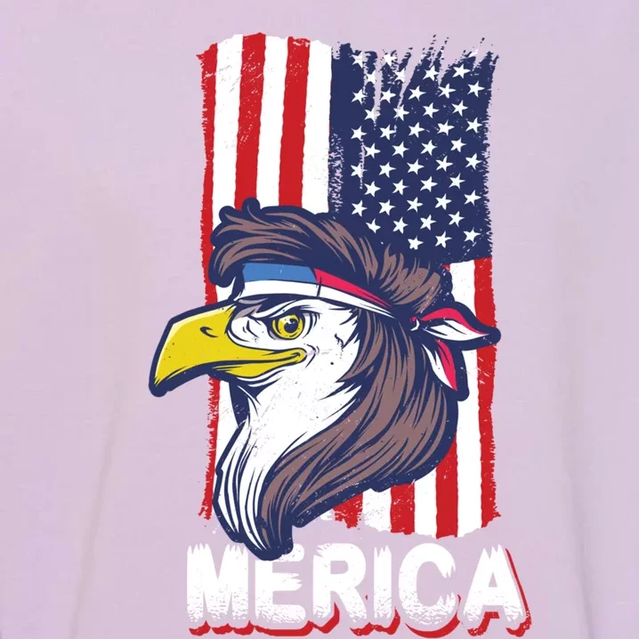 Merica Eagle Mullet Independence 4th Of July America Gift Garment-Dyed Sweatshirt