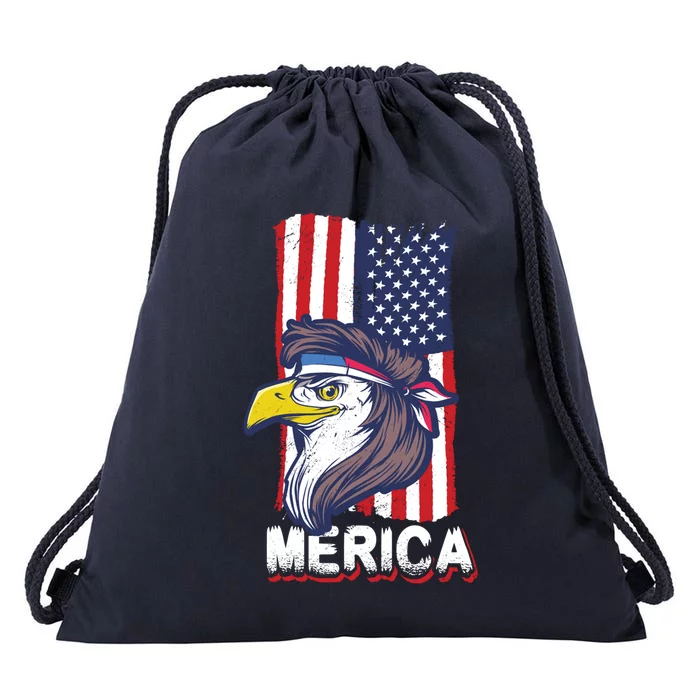 Merica Eagle Mullet Independence 4th Of July America Gift Drawstring Bag