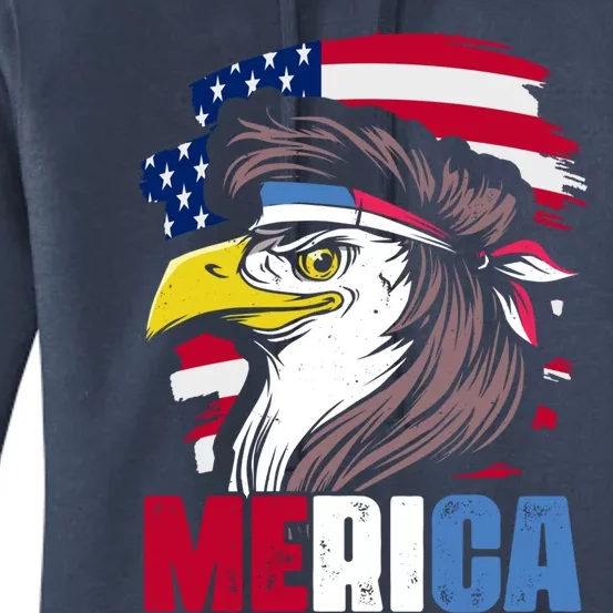 Merica Eagle Mullet 4th Of July For American Patriots Gift Women's Pullover Hoodie