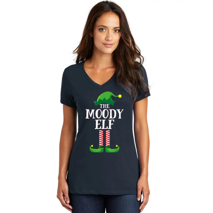 Moody Elf Matching Family Group Christmas Party Women's V-Neck T-Shirt