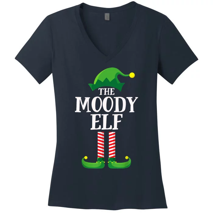 Moody Elf Matching Family Group Christmas Party Women's V-Neck T-Shirt