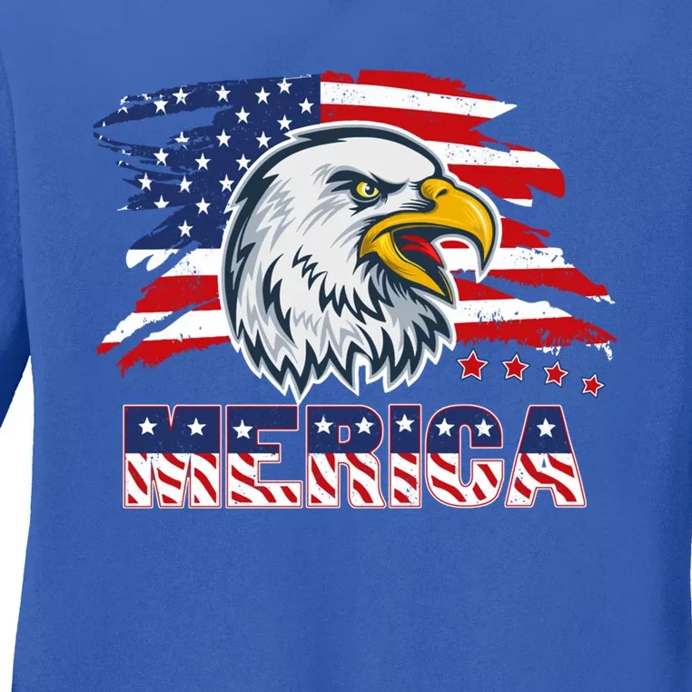 Merica Eagle Mullet Independence 4th Of July American Flag Gift Ladies Long Sleeve Shirt