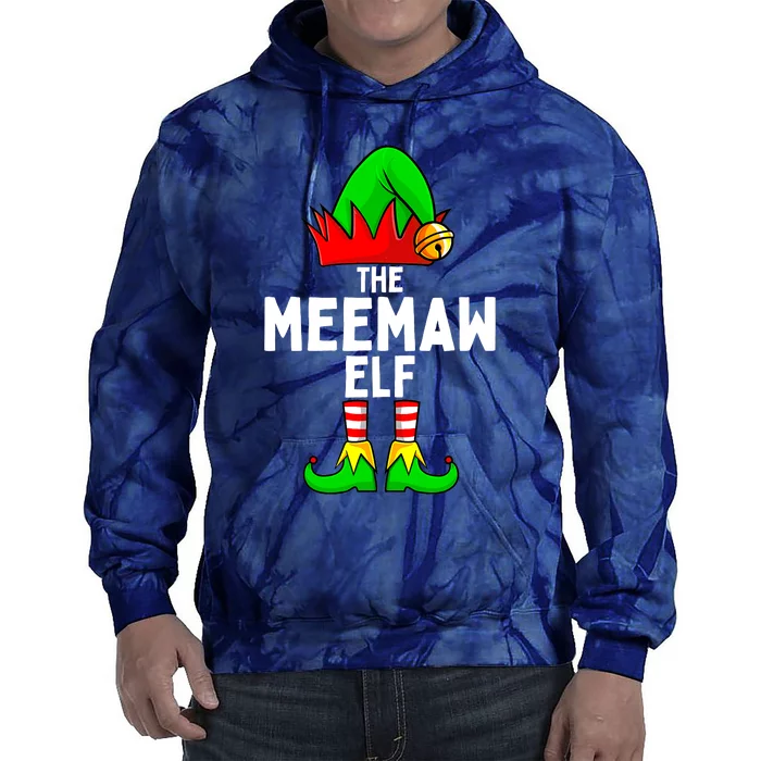 Meemaw Elf Matching Family Christmas Tie Dye Hoodie