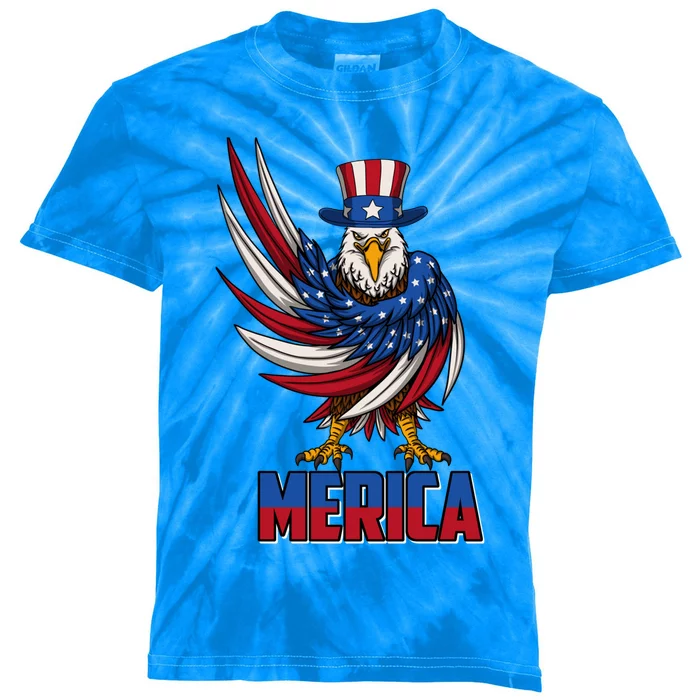 Merica Eagle Mullet 4th Of July American Flag Usa Gift Kids Tie-Dye T-Shirt