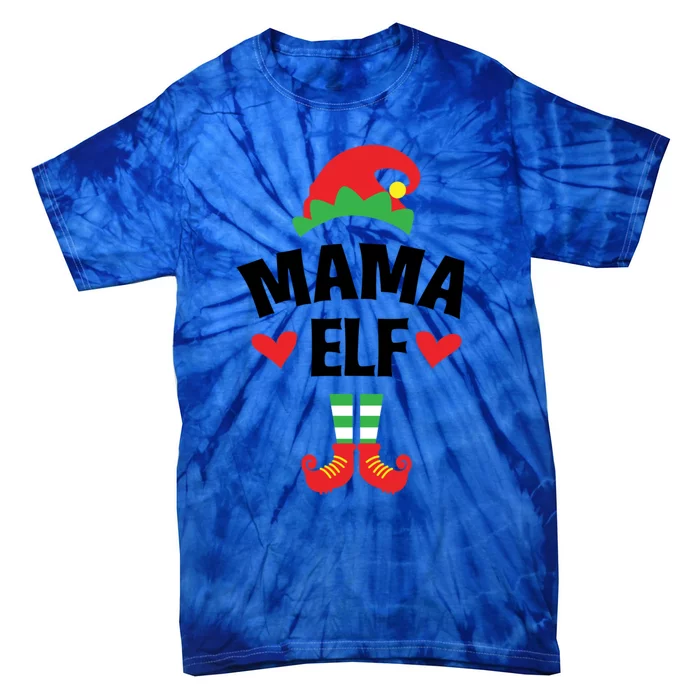 Mama Elf Mom Mother Christmas Party Matching Family Xmas Gift Tie-Dye T-Shirt