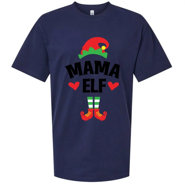 Mama Elf Mom Mother Christmas Party Matching Family Xmas Gift Sueded Cloud Jersey T-Shirt