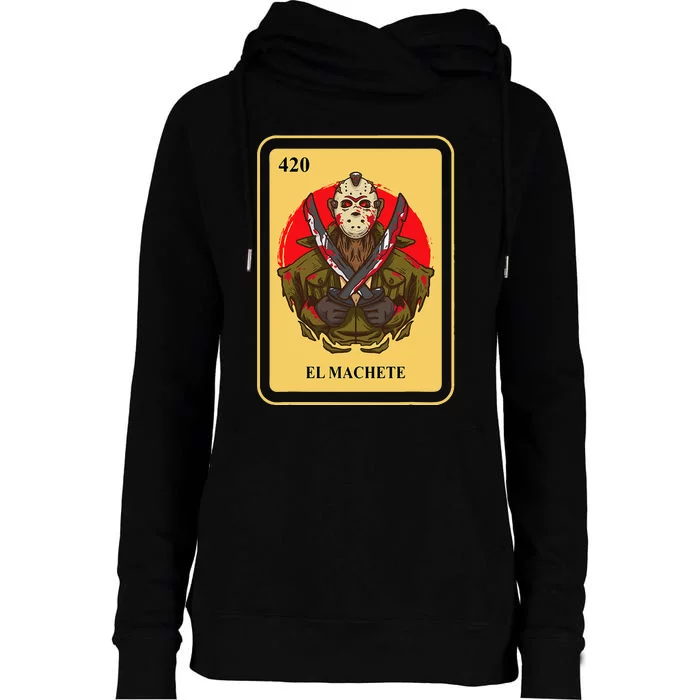 Mexican El Machete Traditional Bingo Card Game Womens Funnel Neck Pullover Hood