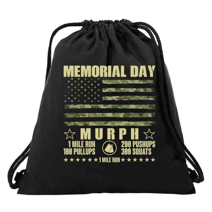 Memorial Day Murph Workout Camo USA American Flag Drawstring Bag