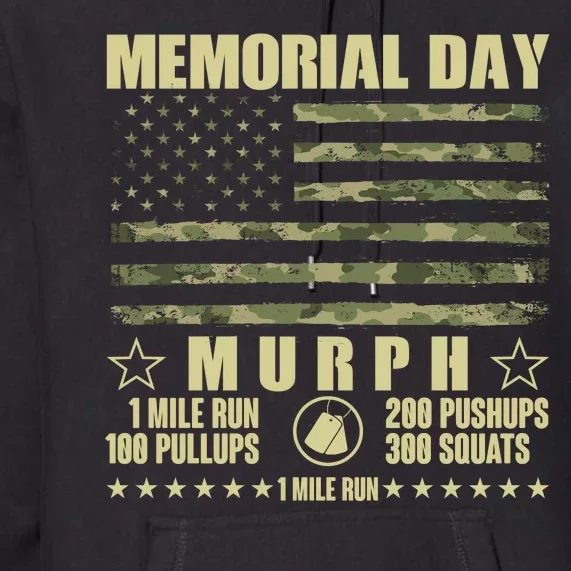 Memorial Day Murph Workout Camo USA American Flag Premium Hoodie