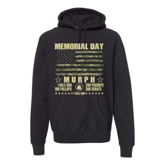 Memorial Day Murph Workout Camo USA American Flag Premium Hoodie