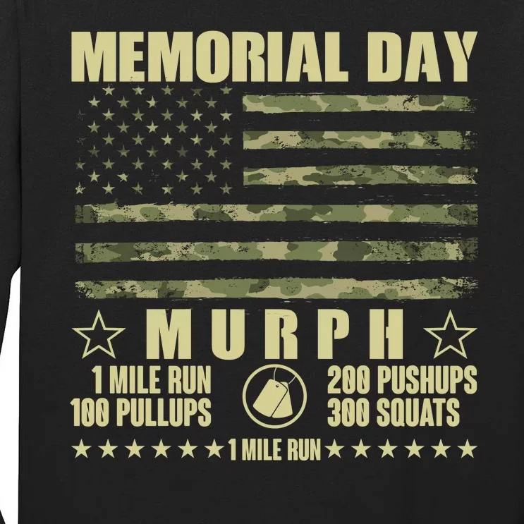 Memorial Day Murph Workout Camo USA American Flag Tall Long Sleeve T-Shirt