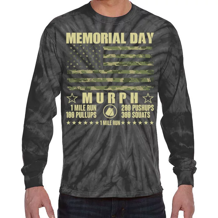 Memorial Day Murph Workout Camo USA American Flag Tie-Dye Long Sleeve Shirt