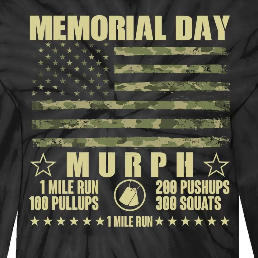 Memorial Day Murph Workout Camo USA American Flag Tie-Dye Long Sleeve Shirt