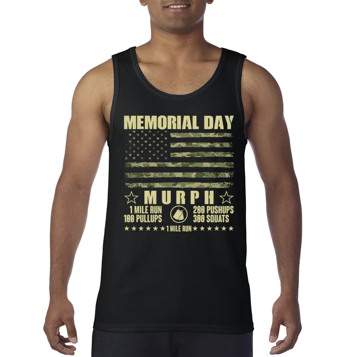 Memorial Day Murph Workout Camo USA American Flag Tank Top