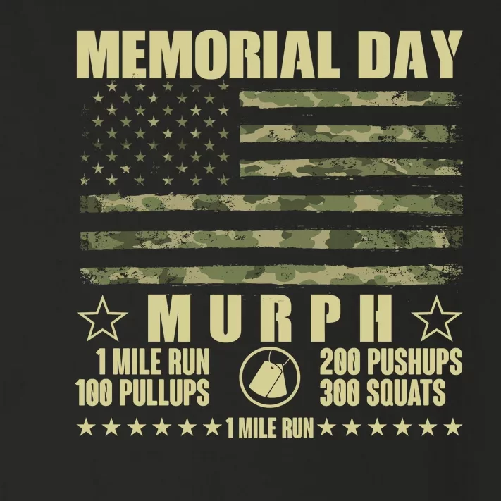 Memorial Day Murph Workout Camo USA American Flag Toddler Long Sleeve Shirt