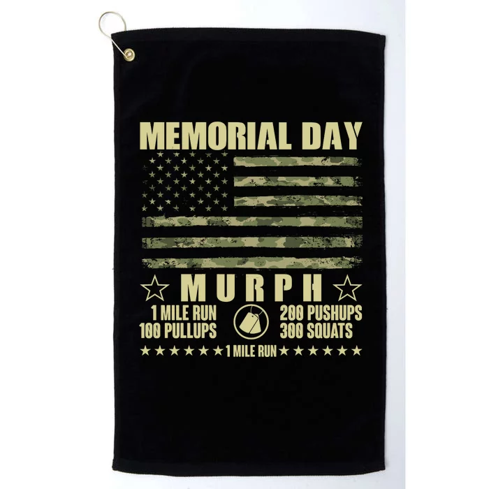 Memorial Day Murph Workout Camo USA American Flag Platinum Collection Golf Towel