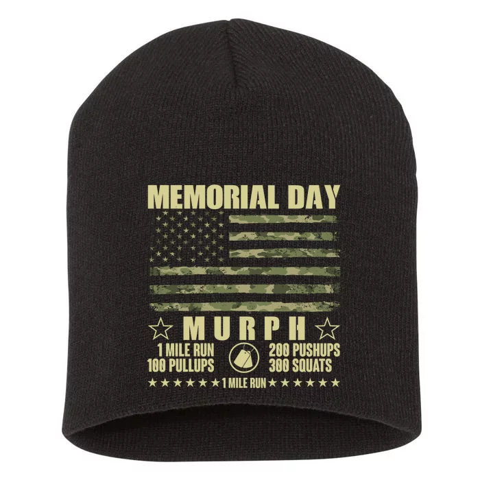 Memorial Day Murph Workout Camo USA American Flag Short Acrylic Beanie