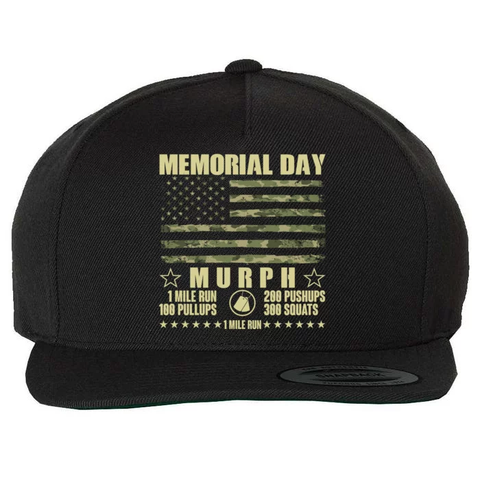 Memorial Day Murph Workout Camo USA American Flag Wool Snapback Cap