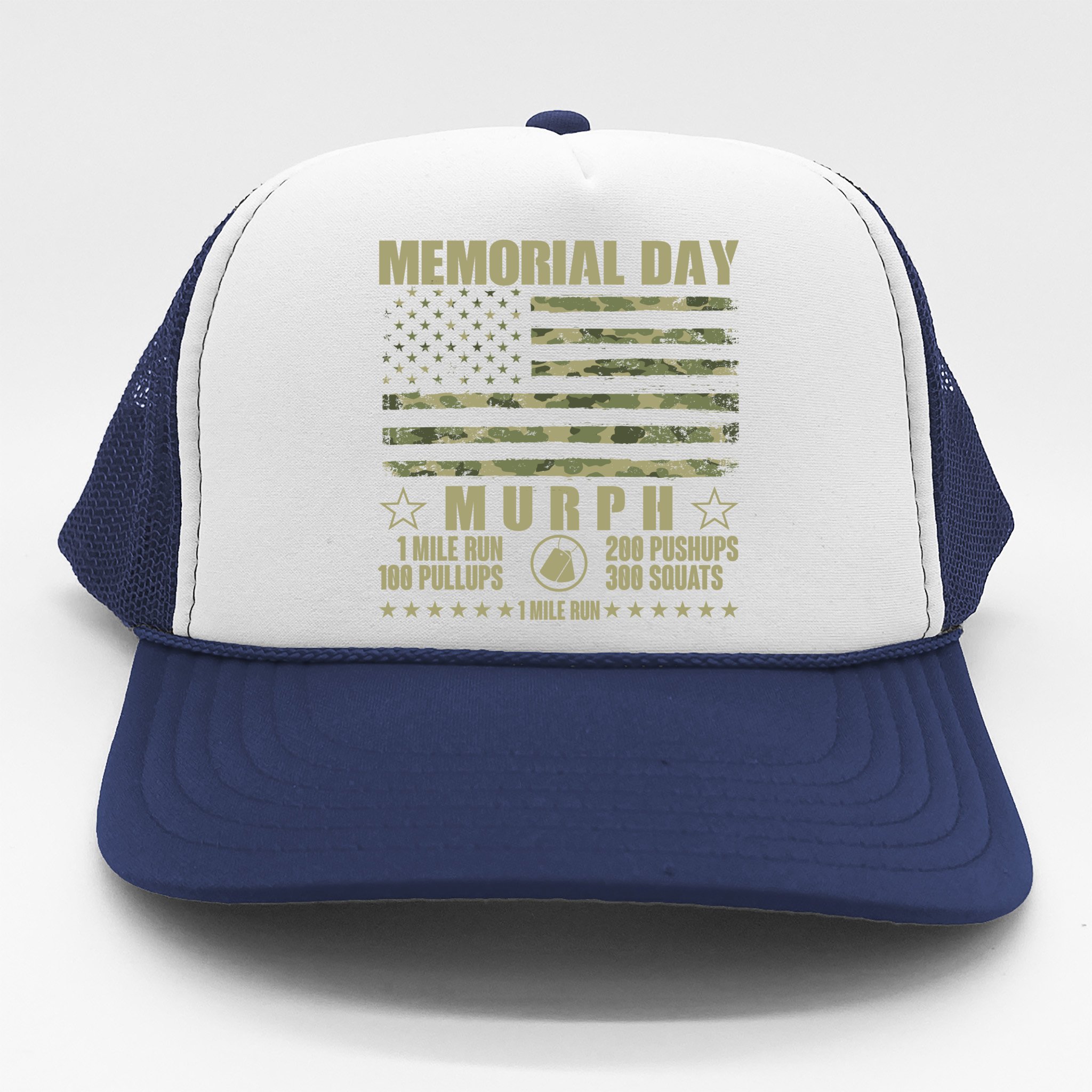Memorial Day Murph Workout Camo USA American Flag Trucker Hat