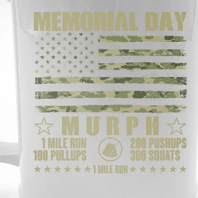 Memorial Day Murph Workout Camo USA American Flag Front & Back Beer Stein