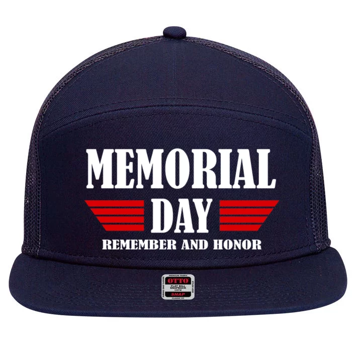 Memorial Day Remember And Honor 7 Panel Mesh Trucker Snapback Hat