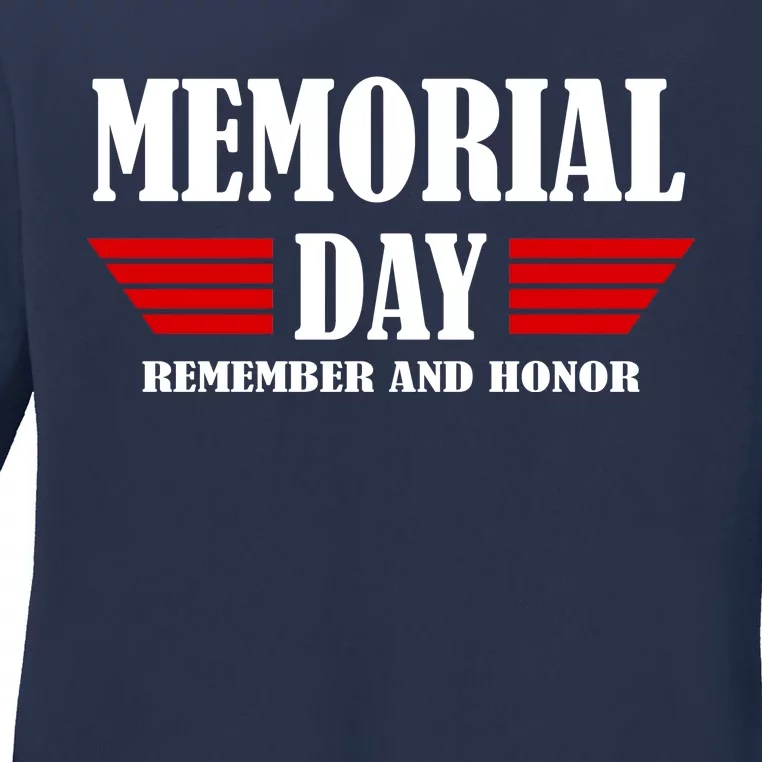 Memorial Day Remember And Honor Ladies Long Sleeve Shirt