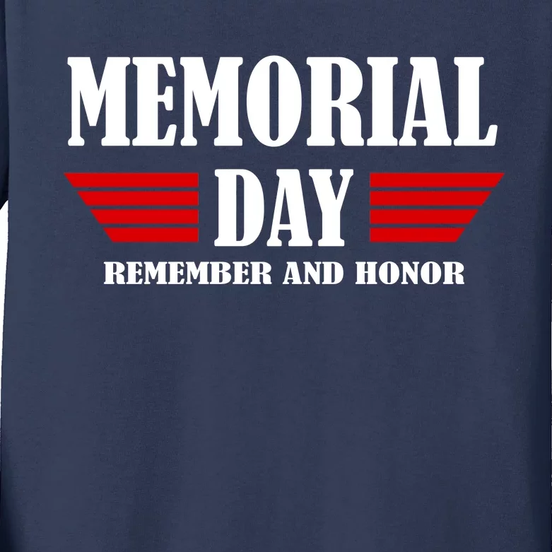 Memorial Day Remember And Honor Kids Long Sleeve Shirt