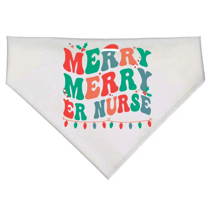 Merry Emergency Nurse Christmas Er Nurse Xmas Party Gift USA-Made Doggie Bandana