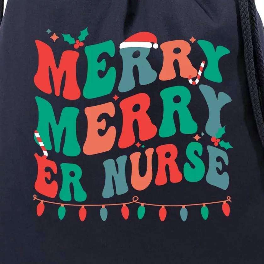 Merry Emergency Nurse Christmas Er Nurse Xmas Party Gift Drawstring Bag