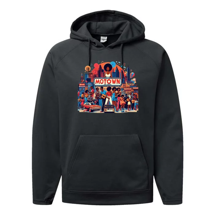 Motown Era Nostalgic Music Design Performance Fleece Hoodie