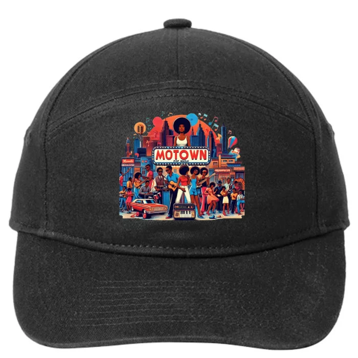 Motown Era Nostalgic Music Design 7-Panel Snapback Hat