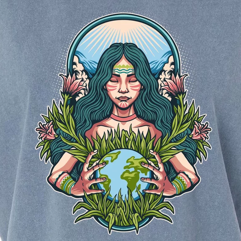 Mother Earth Native American Earth Day Garment-Dyed Women's Muscle Tee