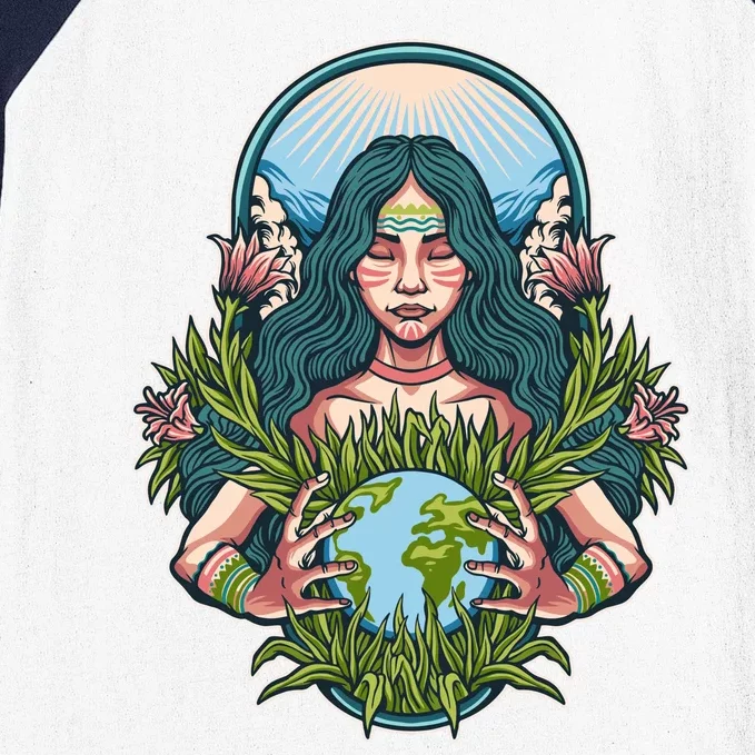 Mother Earth Native American Earth Day Baseball Sleeve Shirt