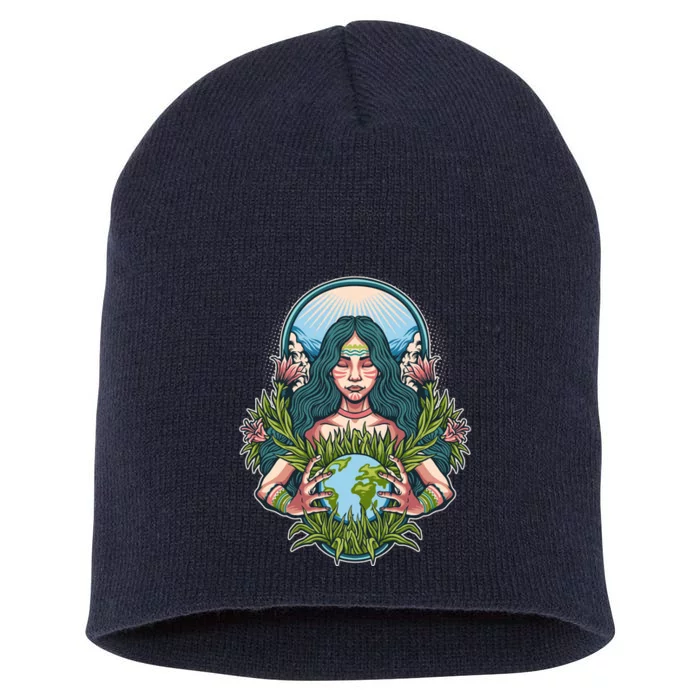 Mother Earth Native American Earth Day Short Acrylic Beanie