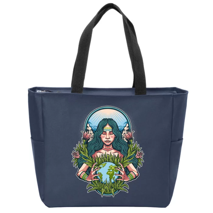 Mother Earth Native American Earth Day Zip Tote Bag