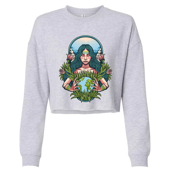 Mother Earth Native American Earth Day Cropped Pullover Crew