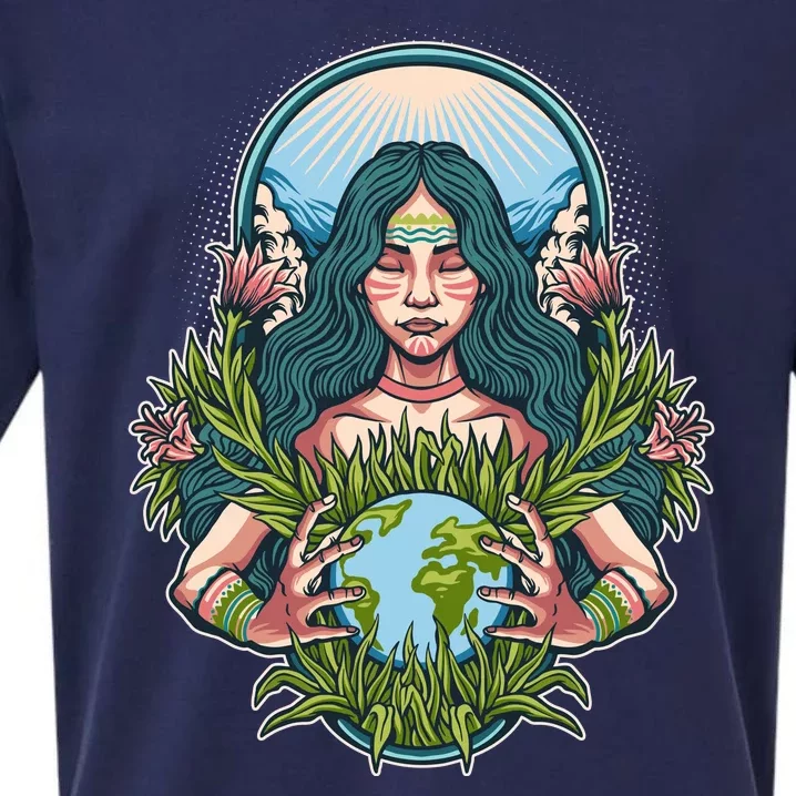 Mother Earth Native American Earth Day Sueded Cloud Jersey T-Shirt