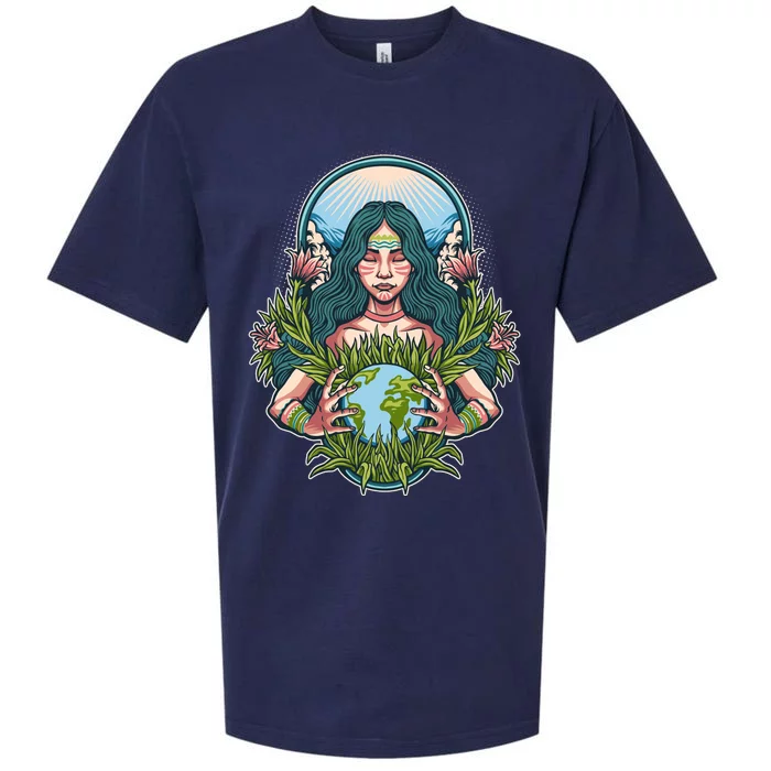 Mother Earth Native American Earth Day Sueded Cloud Jersey T-Shirt