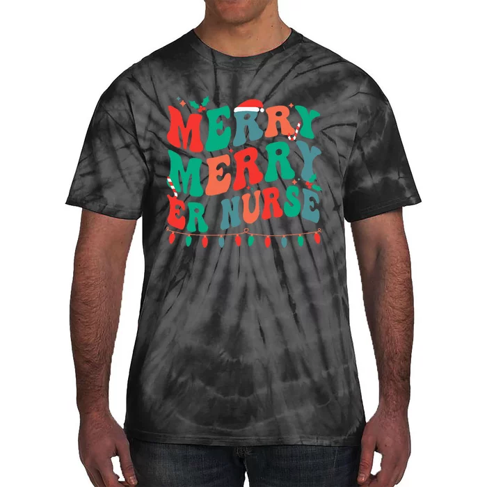 Merry Emergency Nurse Christmas ER Nurse Xmas Party Tie-Dye T-Shirt