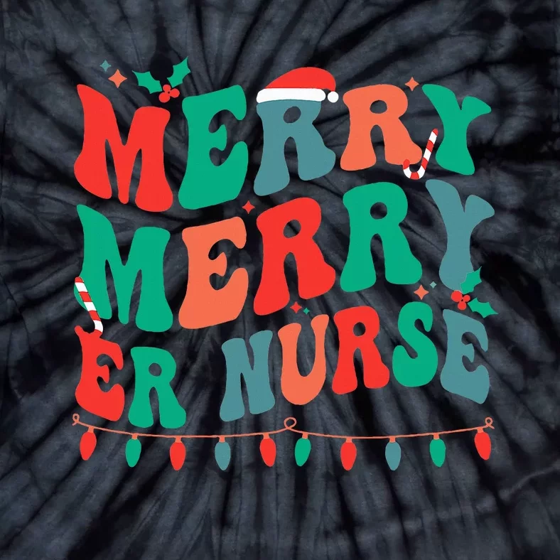 Merry Emergency Nurse Christmas ER Nurse Xmas Party Tie-Dye T-Shirt