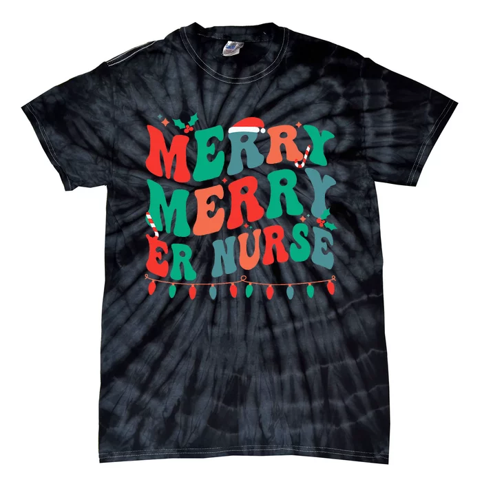 Merry Emergency Nurse Christmas ER Nurse Xmas Party Tie-Dye T-Shirt