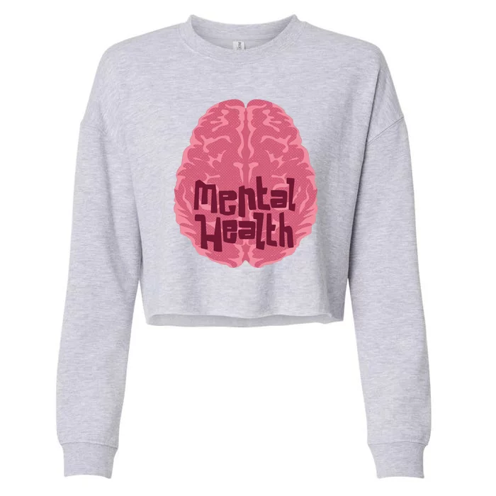 Mental Health Awareness Brain Cropped Pullover Crew