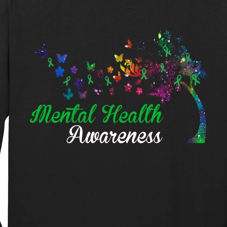 Mental Health Awareness Butterfly Tree Long Sleeve Shirt