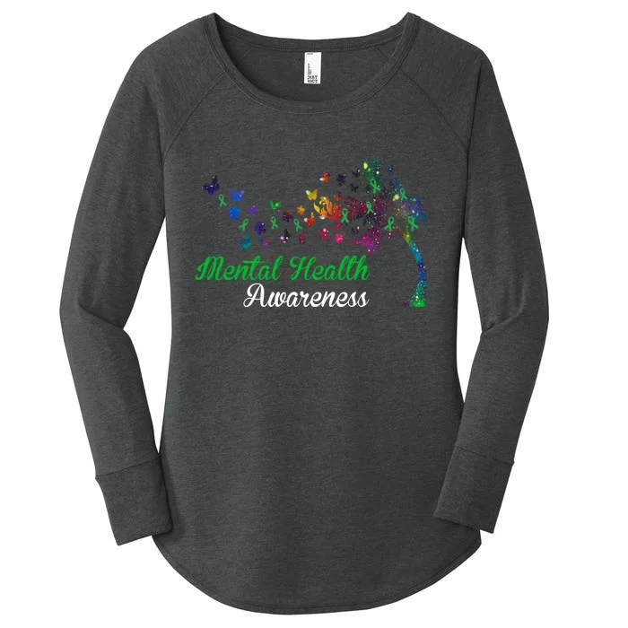 Mental Health Awareness Butterfly Tree Women's Perfect Tri Tunic Long Sleeve Shirt