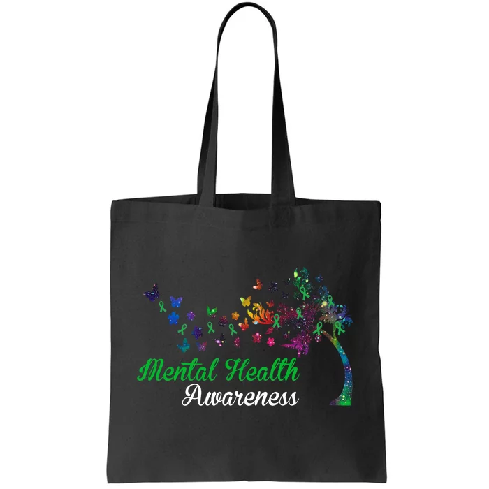 Mental Health Awareness Butterfly Tree Tote Bag