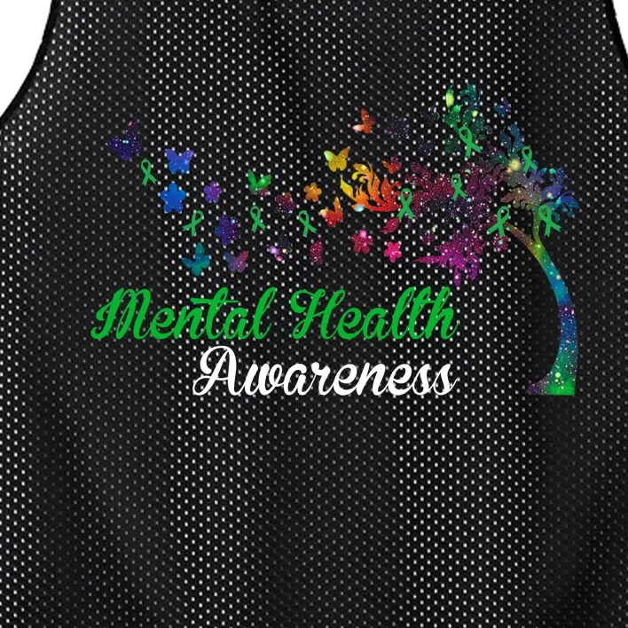 Mental Health Awareness Butterfly Tree Mesh Reversible Basketball Jersey Tank