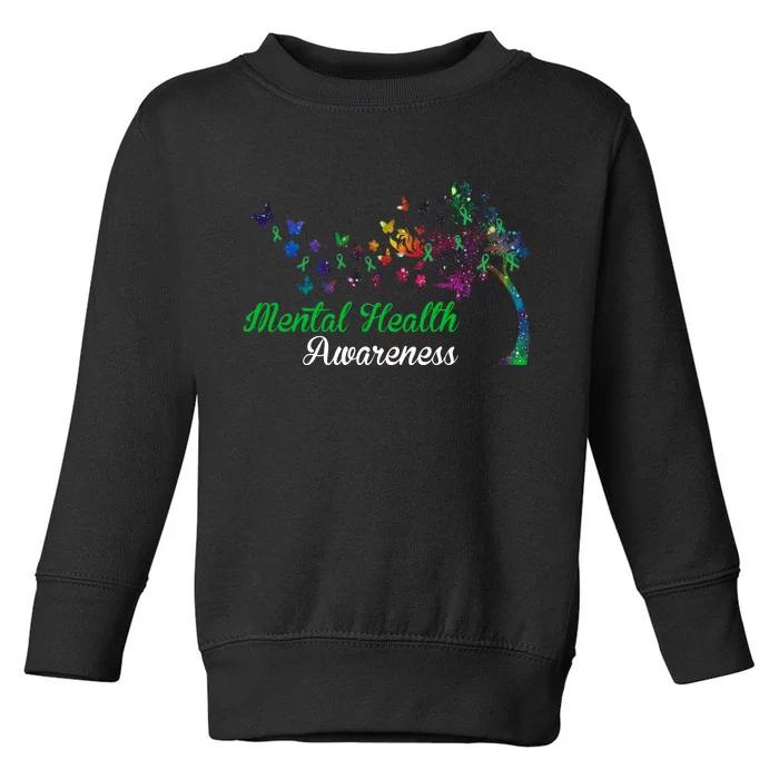 Mental Health Awareness Butterfly Tree Toddler Sweatshirt